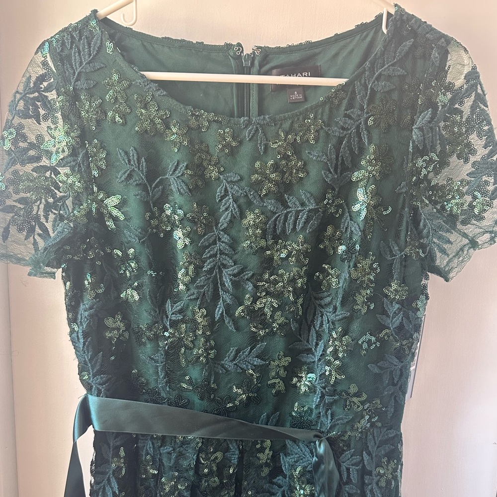 Tahari Lace Sequin Maxi Dress Navy Sequin Dress wedding evening gala NWT - Picture 3 of 5